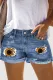 Sunflower Butterfly Graphic Ripped Casual Non-elastic Denim Shorts