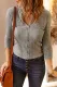 Gray Gray Buttons Front Split Neck Rib Knit Pullover Cardigans