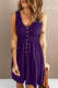 Purple Buttons Sleeveless High Waist Mini Dress