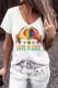 Rainbow Striped Heart-shaped V Neck Casual T-Shirts