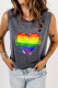 Rainbow Pride Month Heart-shaped Striped Round Neck Shift Casual Tank Tops