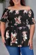 Floral Shirred Of Shoulder Fit and Flare Casual Plus Size Blouses