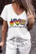Rainbow V Neck Casual T-Shirts