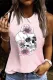 Skull Floral Round Neck Casual Tank Tops