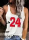 Custom Personalized Lacrosse Number Letter Scoop Neck Tank Top