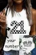 Custom Personalized Checkerboard Number Graphic Tank Tops
