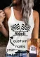 Custom Personalized Checkerboard Number Racing Flag Letter Scoop Neck Tank Top