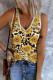 Sunflower Floral Leopard Graphic V Neck Shift Casual Tank Tops