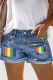 Rainbow Pride Month Shift Casual Non-elastic Ripped Jeans Denim Shorts