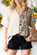 Leopard Patchwork Colorblock V Neck Sheath country Casual Shirts