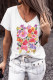 Floral V Neck Casual T-Shirts
