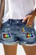 Love is Love Rainbow Casual Non-elastic Denim Shorts