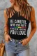 Rainbow Moon Letter Cut-out Round Neck Casual Tank Tops