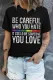 Rainbow Moon Letter Round Neck Shift Casual T-Shirts