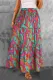 Multicolor-2 Boho Tiered Paisley Print Pocketed Maxi Skirt