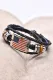 Vintage American Flag Snap Buckle Braided Leather Bracelet