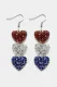 American Flag Independence Day Star Heart-Shaped Earrings