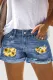 Sunflower Ripped Casual Non-elastic Denim Shorts