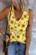 Oil Painting Sunflower Floral V Neck Shift Casual Tank Tops