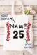 Custom Personalized Name Baseball Graphic Shoulder Shopping Bag Canvas Bag