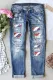 American Flag Shift Casual Ripped Jeans