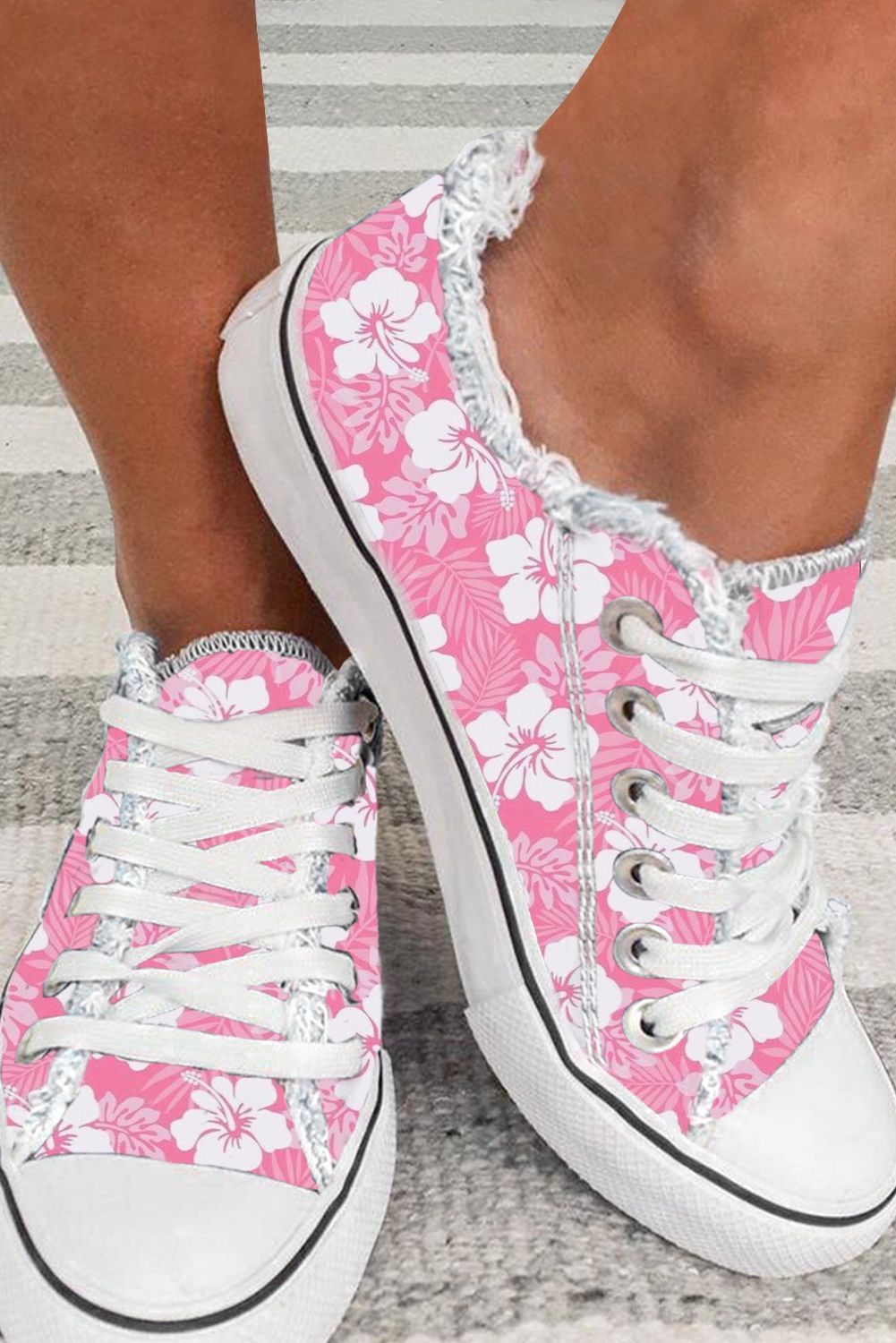 Hibiscus Floral Graphic Casual Daily Canvas Shoes
