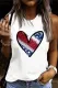 Love Heart-shaped Flag Round Neck Casual Tank Tops