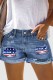 American Flag Casual Non-elastic Denim Shorts