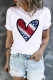 Heart-shape American Flag Graphic Round Neck Shift Casual T-Shirts