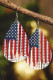 American Flag Hollow Out Water Drop Earrings
