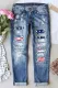 American Flag Graphic Shift Casual Ripped Jeans