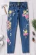 Embroidery Floral Shift Casual Jeans
