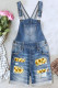 Sunflower Floral Shift Casual Denim Shorts Overalls