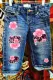 Cherry Blossoms Floral Graphic Ripped Shift Casual Jeans
