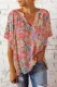 Floral Ruffle V Neck Shift country Blouse