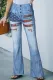 American Flag Graphic Printed Faux Jeans Thin Micro Elastic Casual Pants