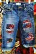 American Flag Sunflower Shift Casual Ripped Jeans Denim Bermuda Shorts