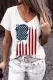 American Flag Graphic V Neck Shift Casual T-Shirts
