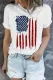 American Flag Round Neck Shift Casual T-Shirts