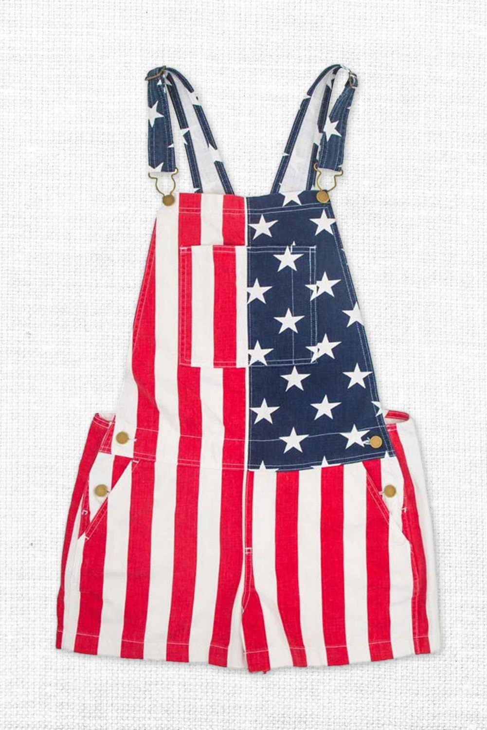 American Flag Striped Backless Pocket Overalls LC7721016-19