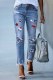 American Flag Patriotic Star Ripped Casual Jeans