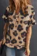 Leopard Print Ruffled Buttoned V Neck Blouse