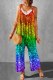 Ombre Rainbow Graphic Casual Jumpsuits