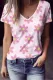 Spring Floral Graphic V Neck Shift Casual T-Shirts
