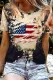 American Flag Tie-dye Flag Round Neck Shift Casual T-Shirts