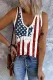 American Flag Striped V Neck Casual Tank Tops