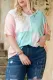 Patchwork Colorblock V Neck Shift Casual Knit Top