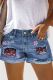 Floral Ripped Casual Denim Shorts