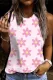 Pink Floral Round Neck Shift Casual Tank Tops