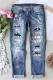 American Flag Stripe Star Shift Casual Ripped Jeans